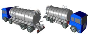 Crossland design payload maximizing rigid waste vacuum tankers